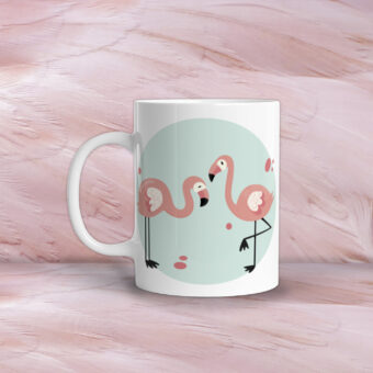 Mug en céramique décoré d'adorables flamants roses.